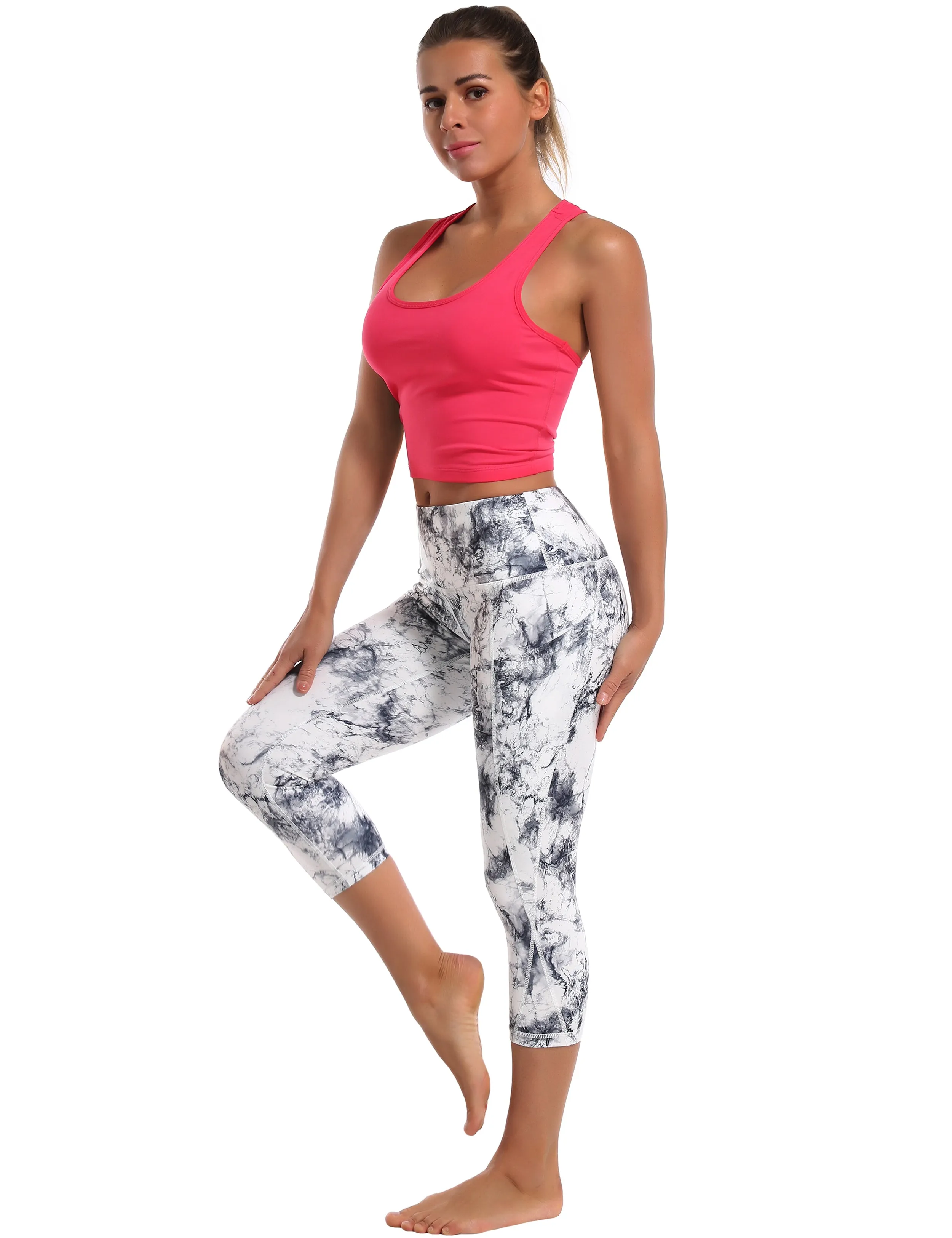 Racerback Athletic Crop Tank Tops red_Pilates