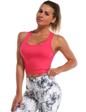 Racerback Athletic Crop Tank Tops red_Pilates