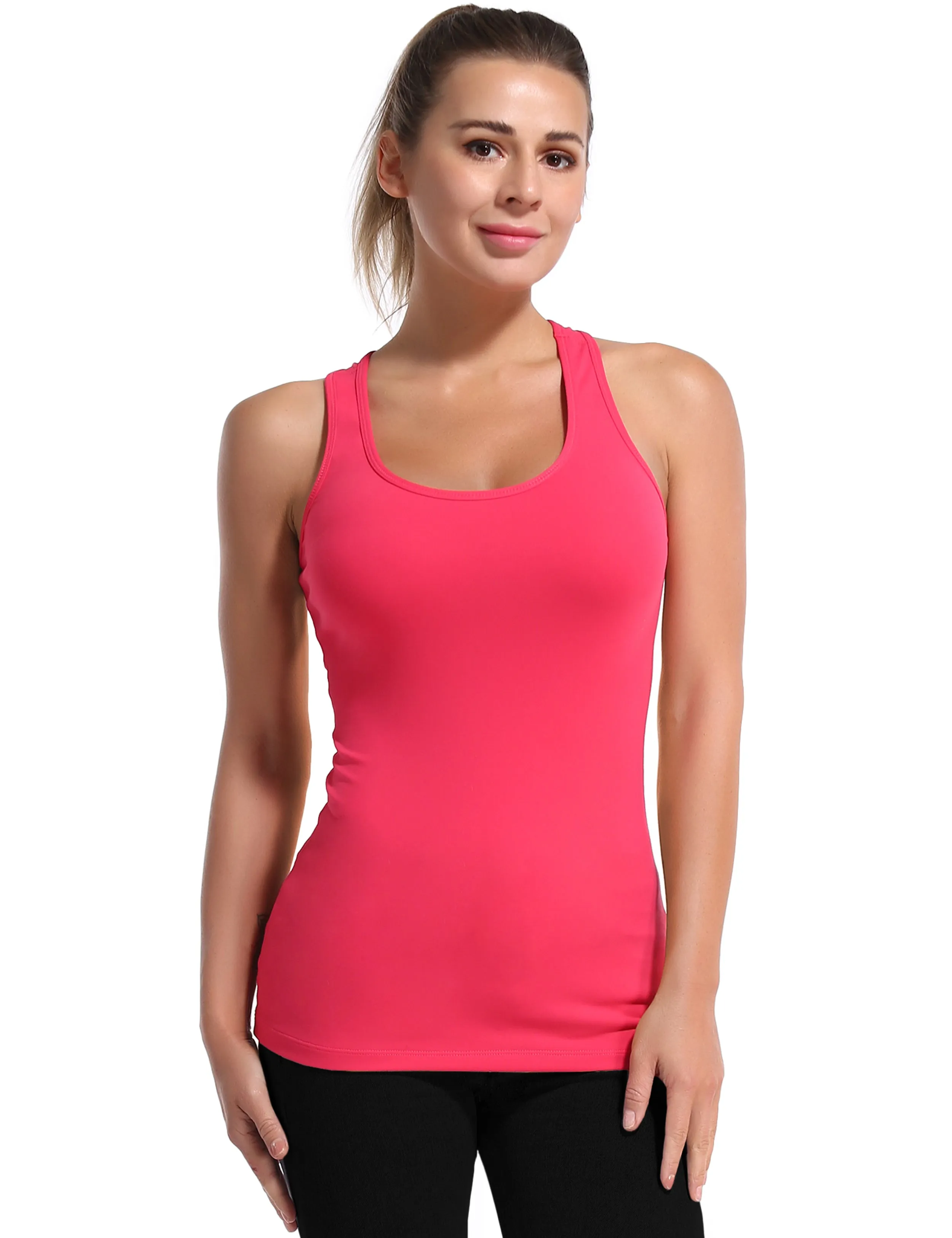 Racerback Athletic Tank Tops red_Tall Size