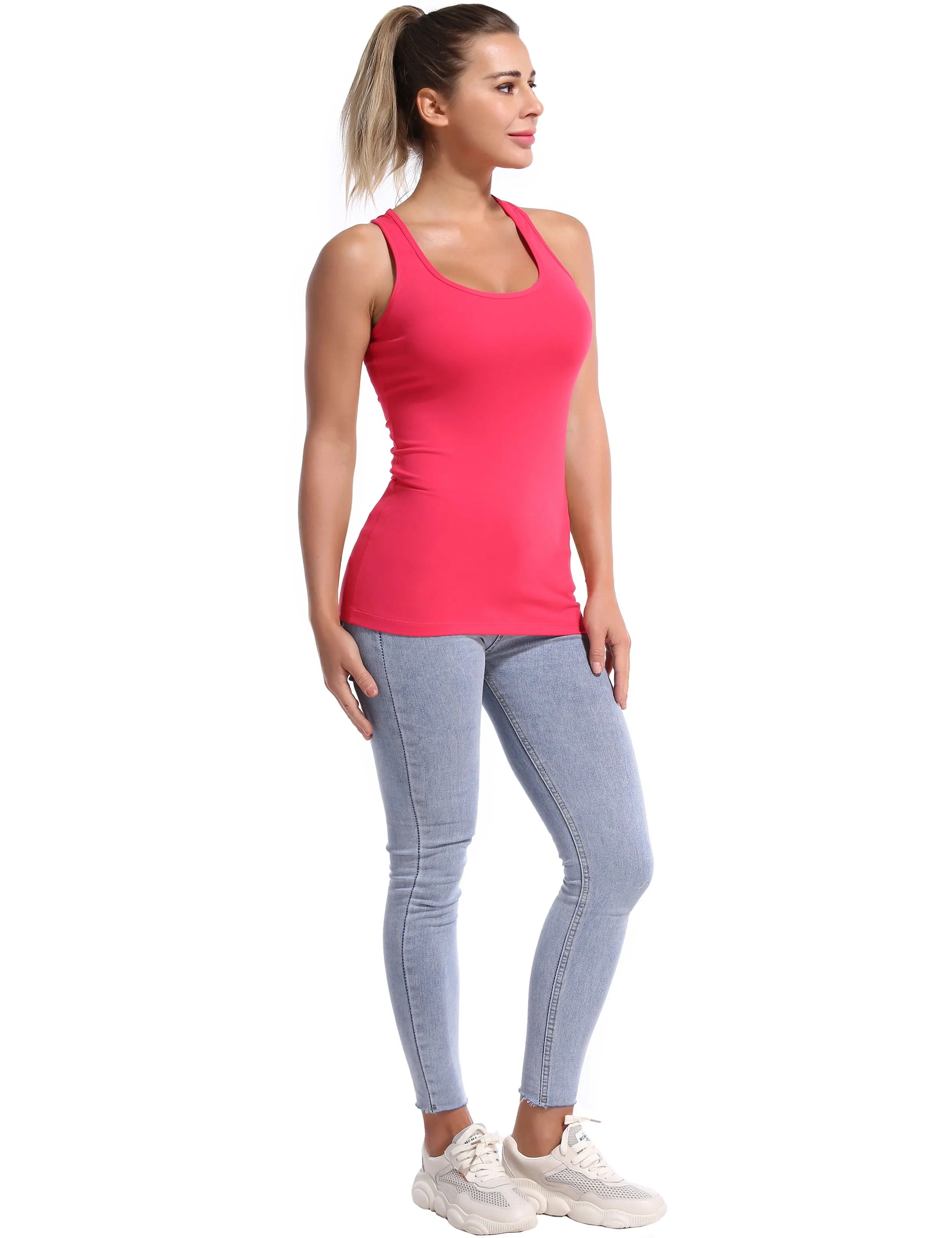 Racerback Athletic Tank Tops red_Tall Size