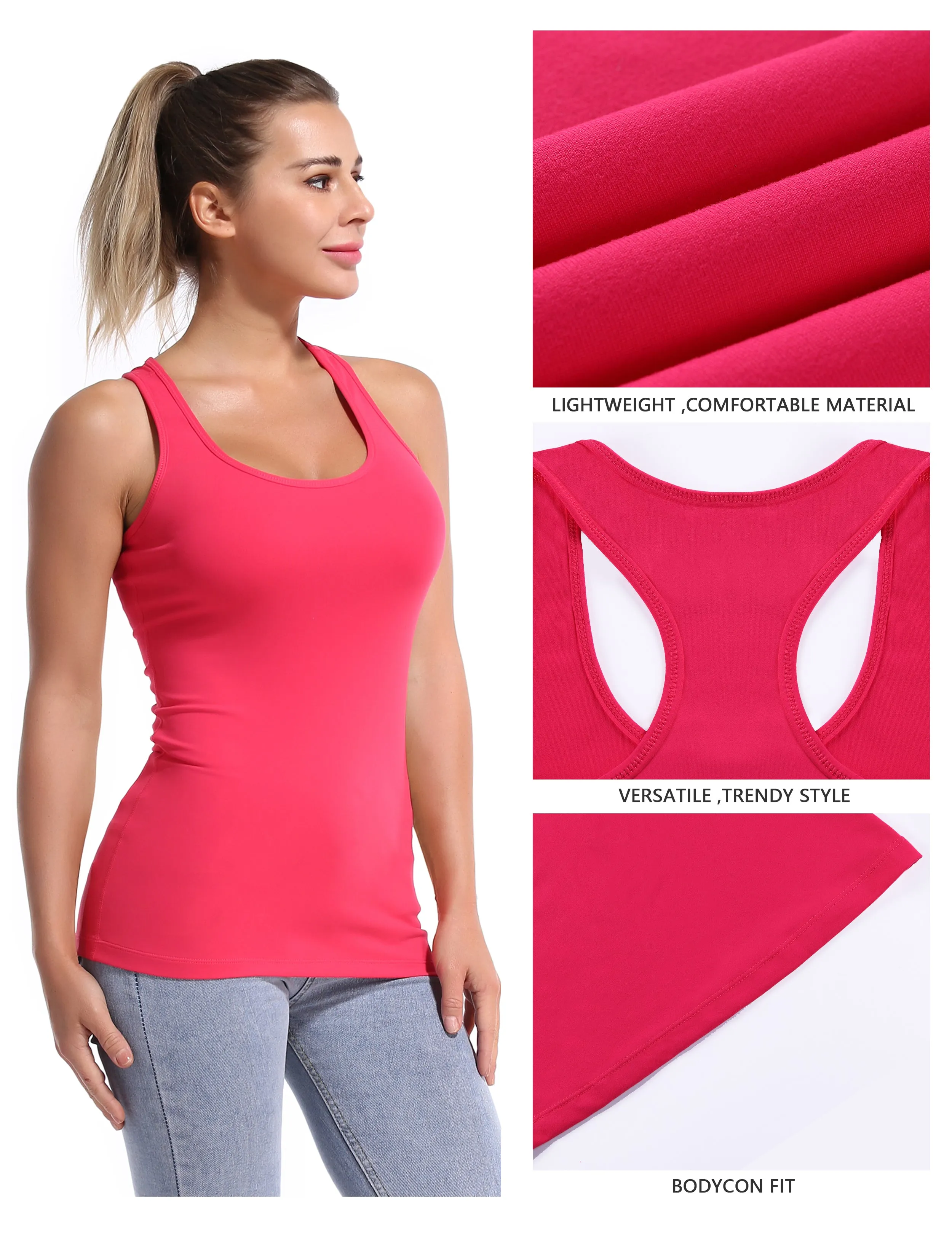 Racerback Athletic Tank Tops red_Tall Size