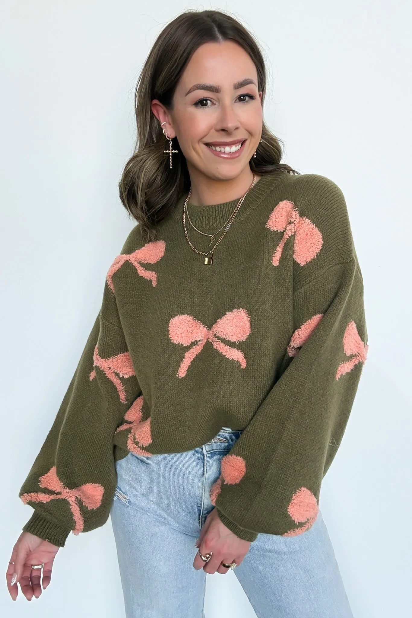Ribbons and Bows Oversized Knit Sweater