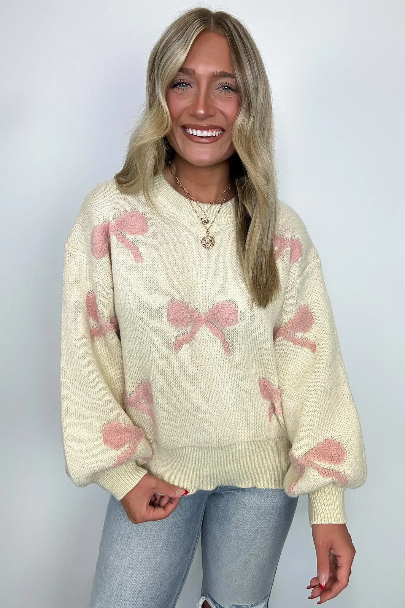 Ribbons and Bows Oversized Knit Sweater