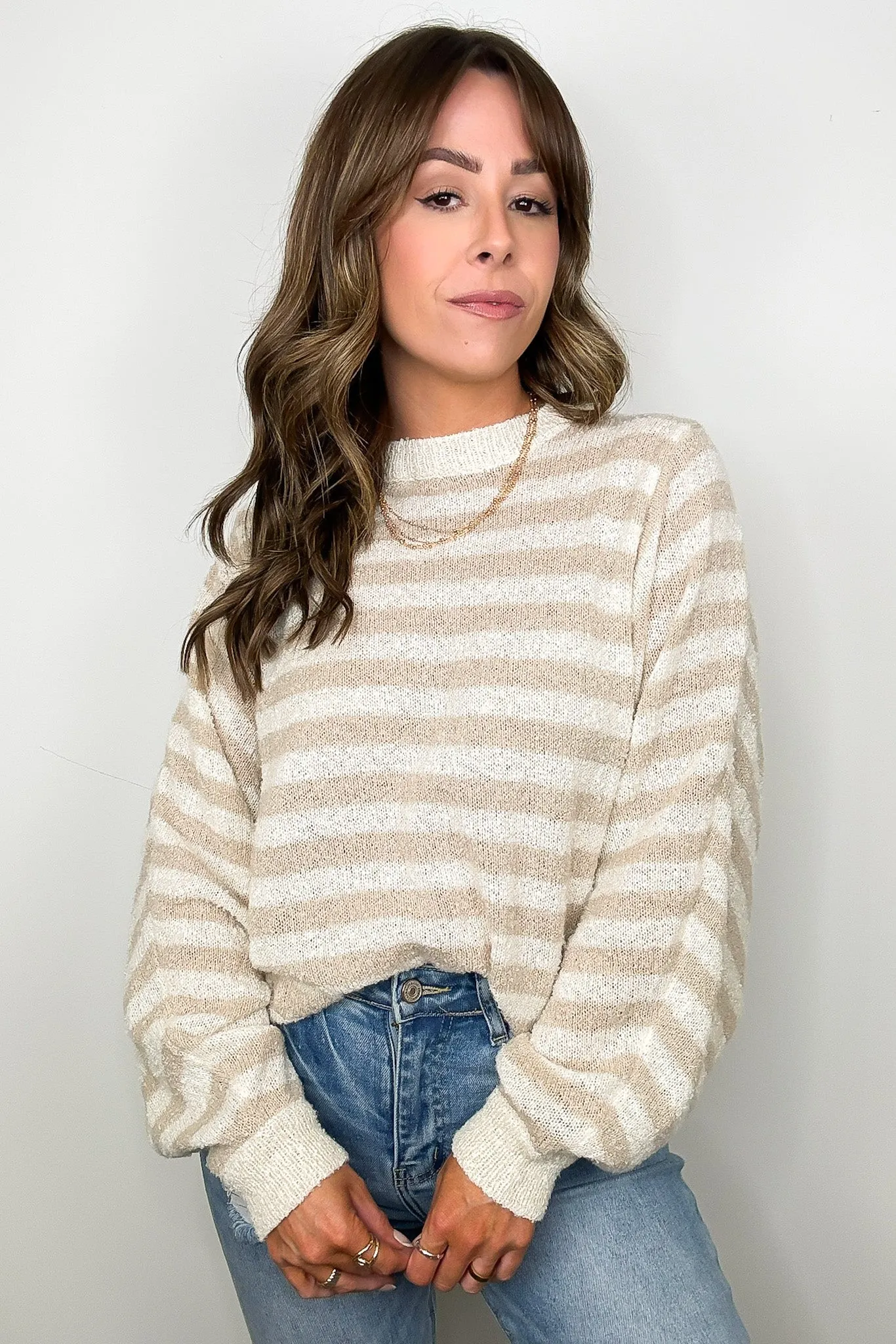 Salt Air Striped Batwing Sleeve Sweater