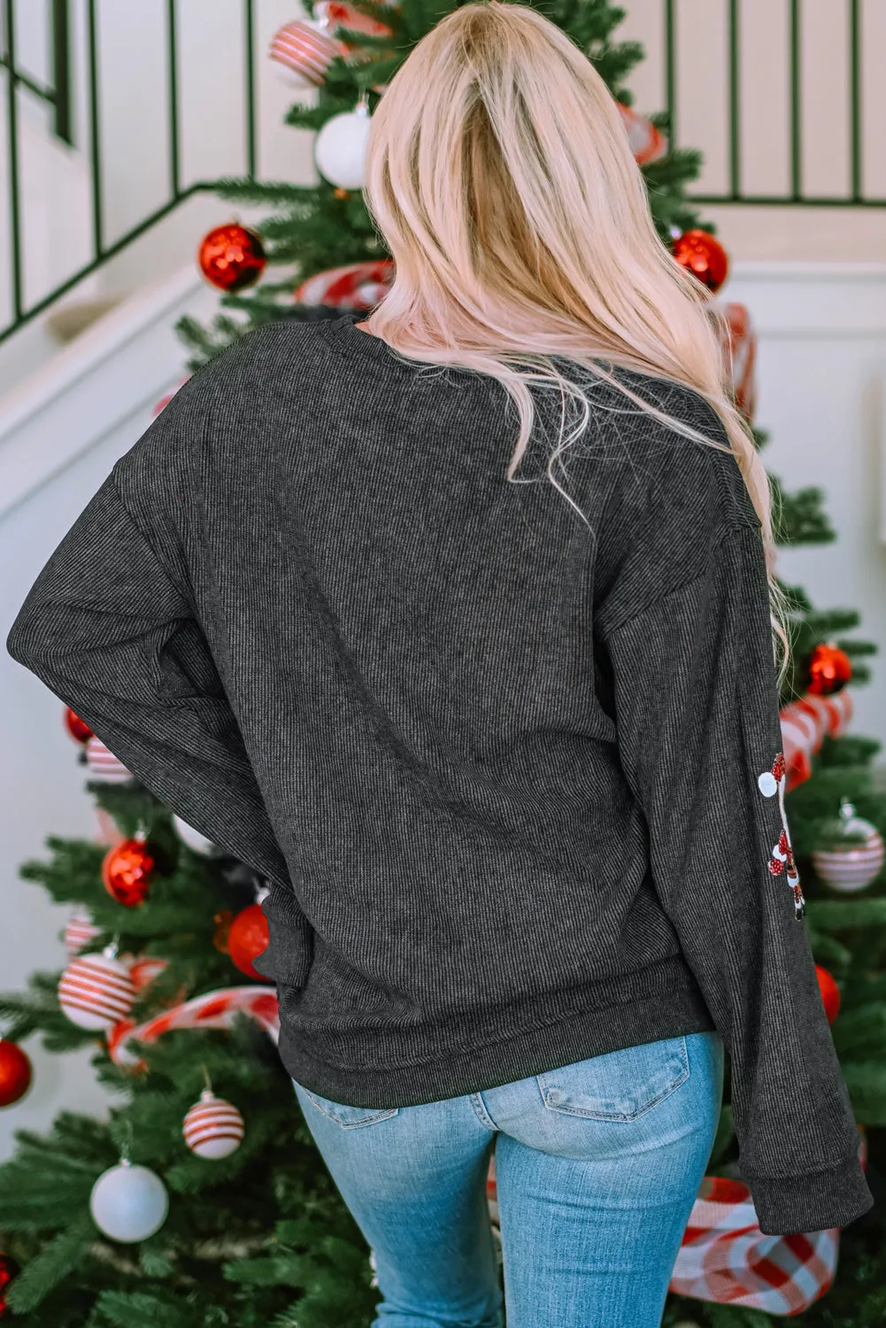 Sequined Santa Claus Graphic Sweatshirt