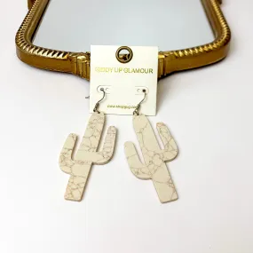 Set in Stone Cactus Cutout Earrings in Ivory