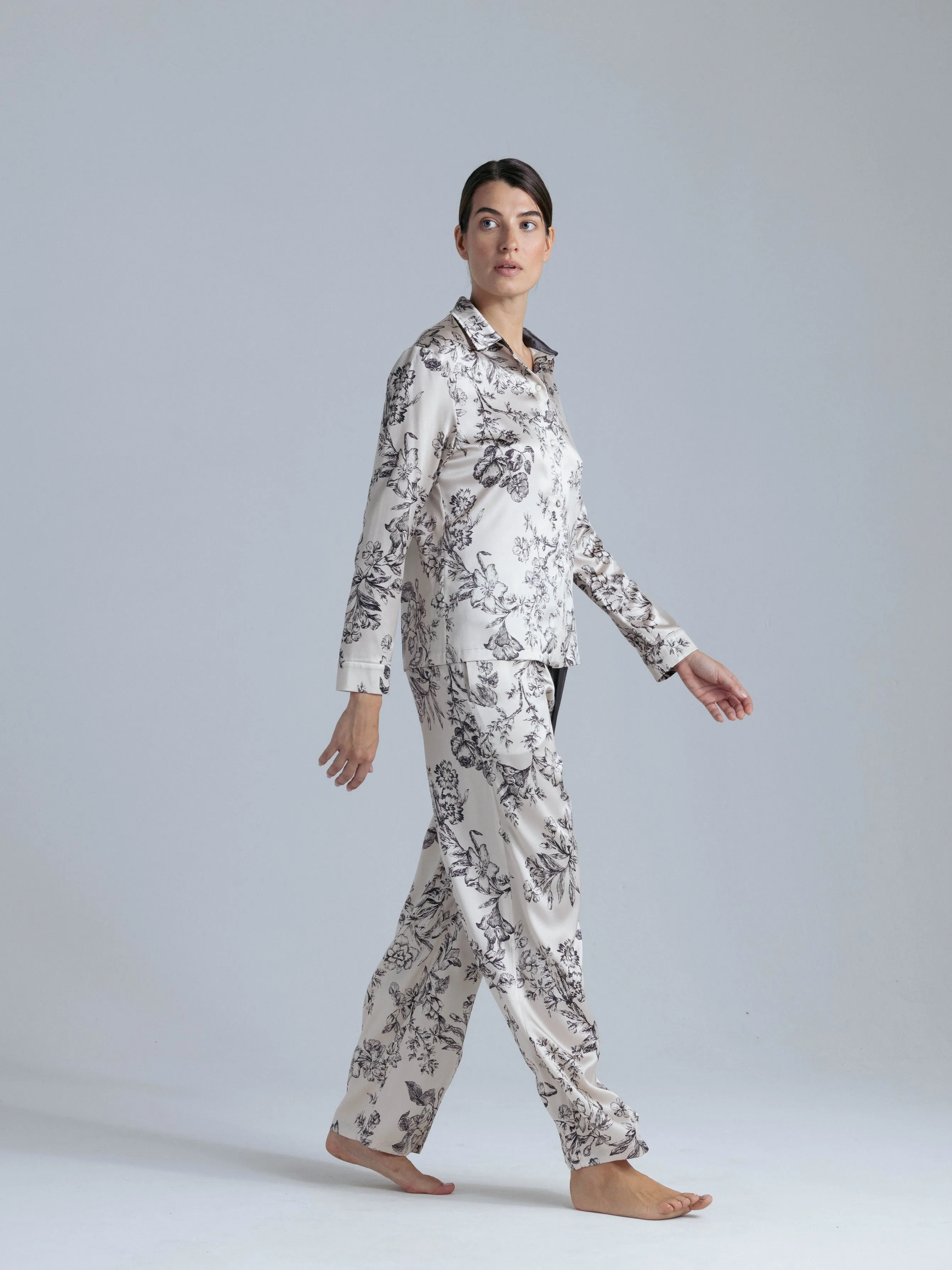 Silk Long Sleeve Shirt 'Fortune Tyche' in Floral Print