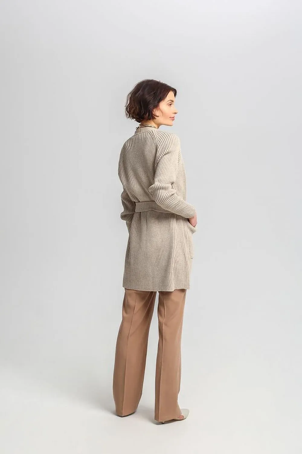 Snug Elegance Longline Tie Cardigan