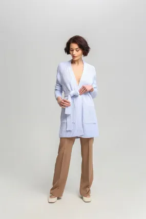 Snug Elegance Longline Tie Cardigan