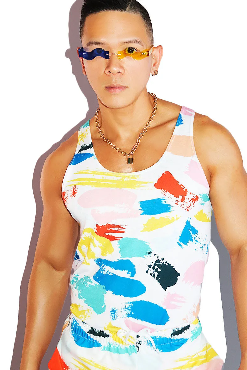 Strokes All Over Racerback Tank- White
