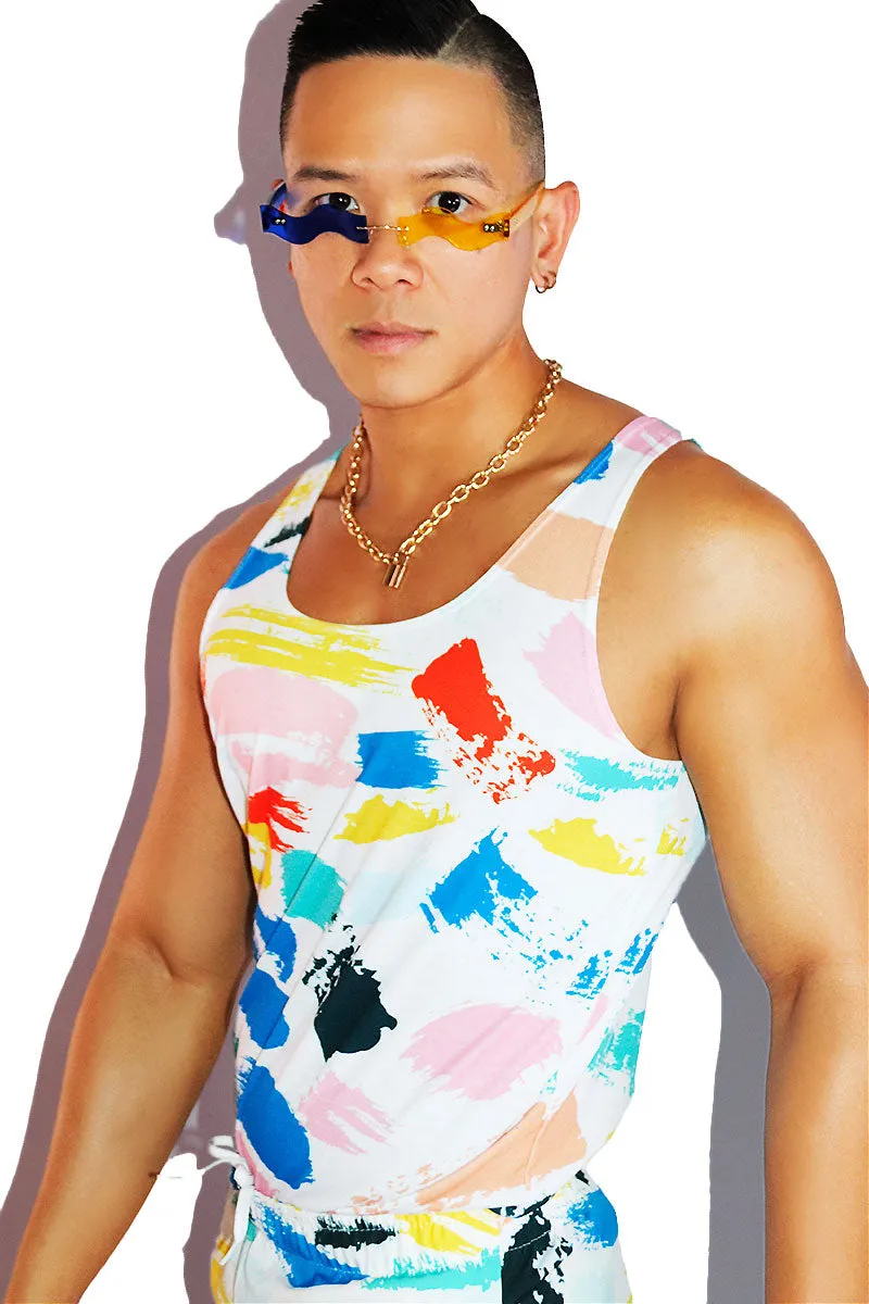 Strokes All Over Racerback Tank- White