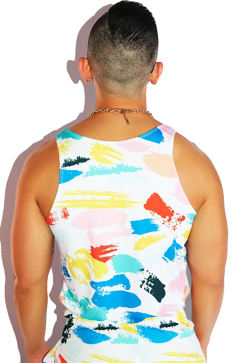 Strokes All Over Racerback Tank- White