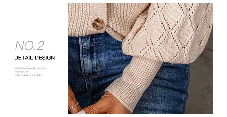 Stunncal Solid Color Loose Puffy Sleeve Sweater (5 colors)