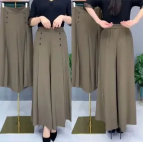 Stylish Wide Leg Pleated Pants M B-110375