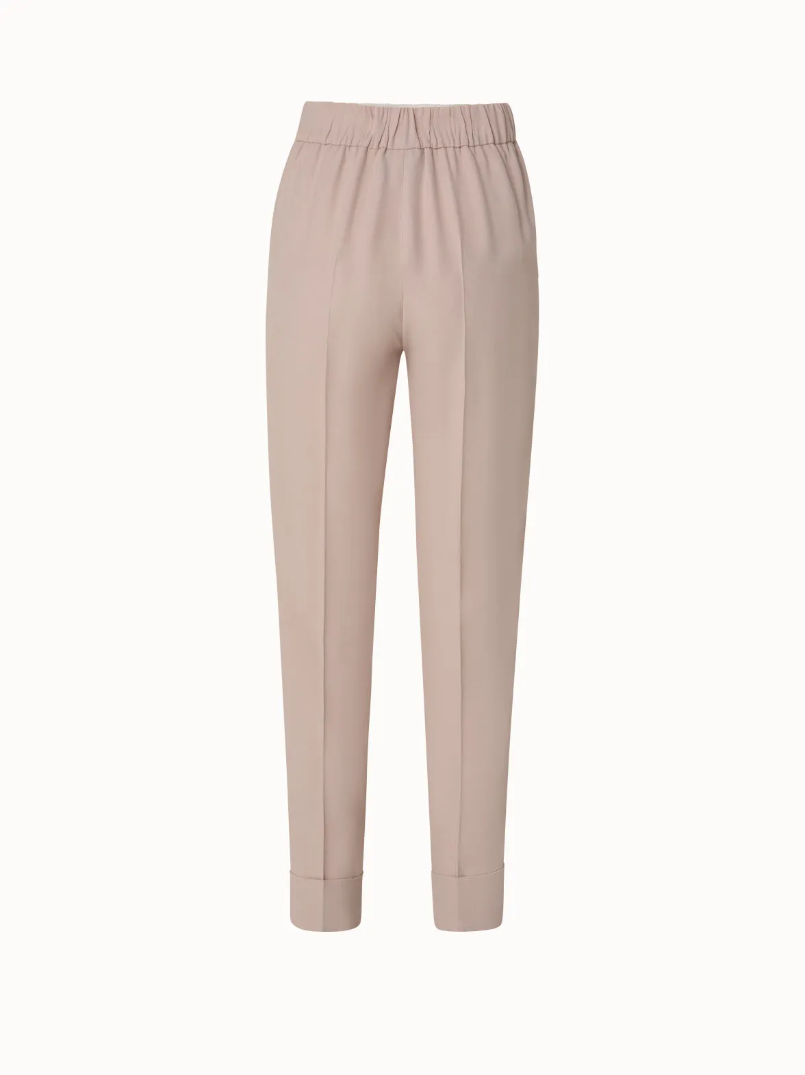 Tapered Crêpe Pants with Elastic Back