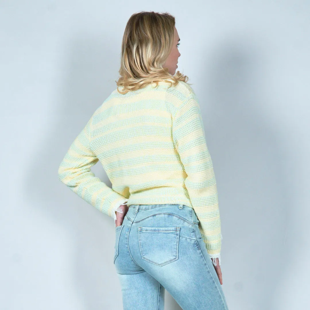 Textured open-front cardigan with fringe detail wholesale