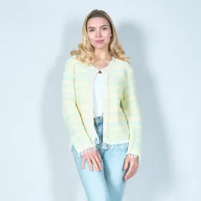 Textured open-front cardigan with fringe detail wholesale