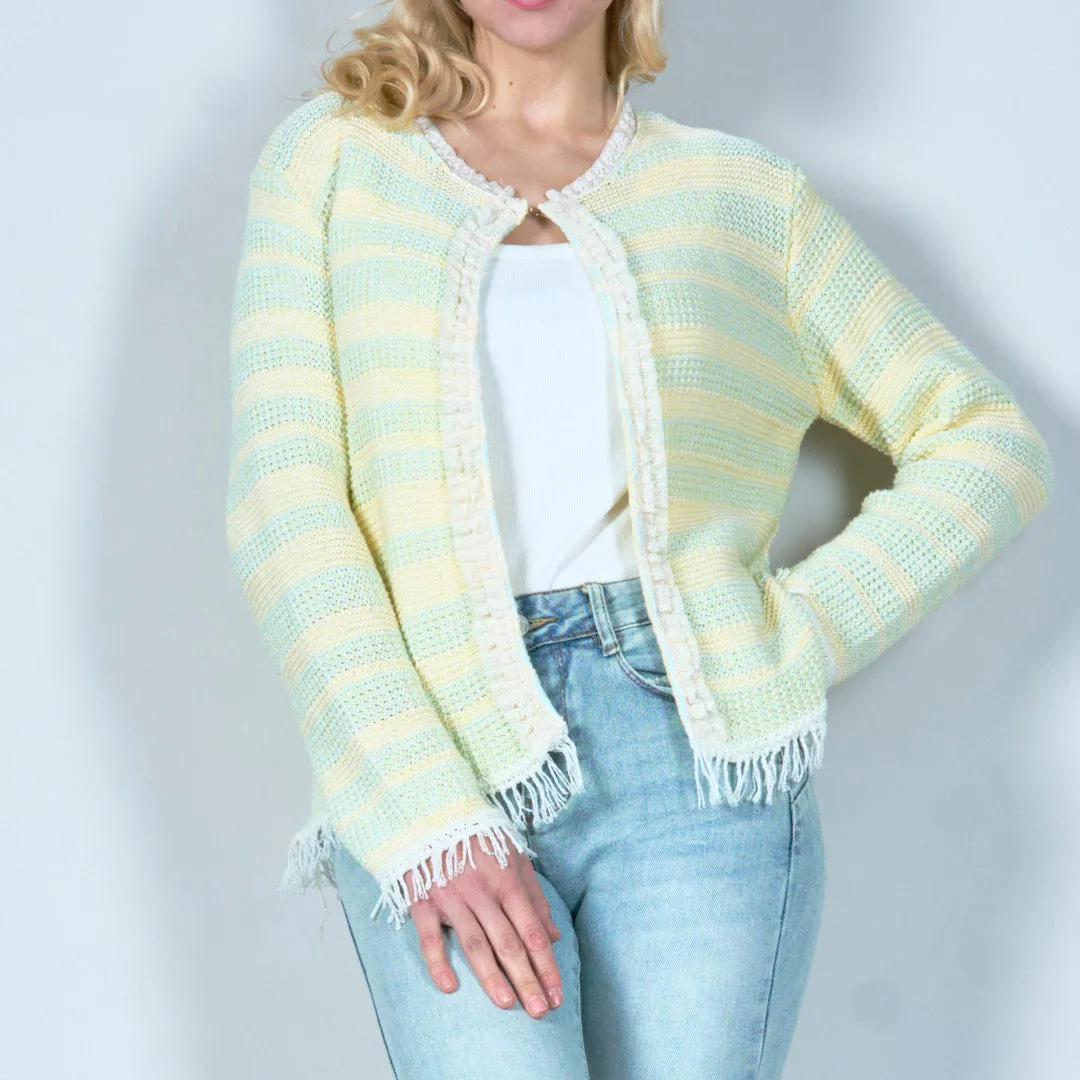 Textured open-front cardigan with fringe detail wholesale