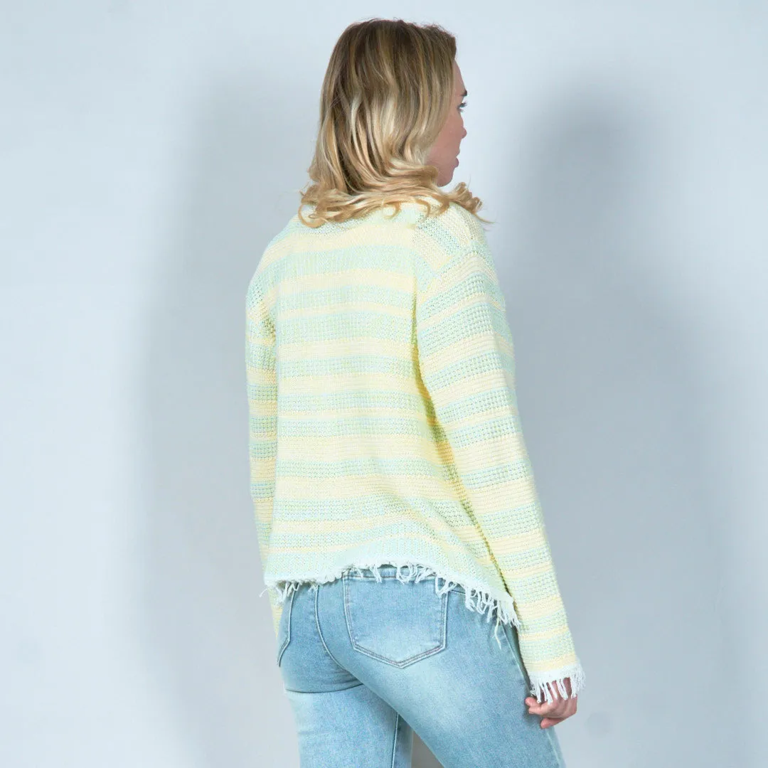 Textured open-front cardigan with fringe detail wholesale