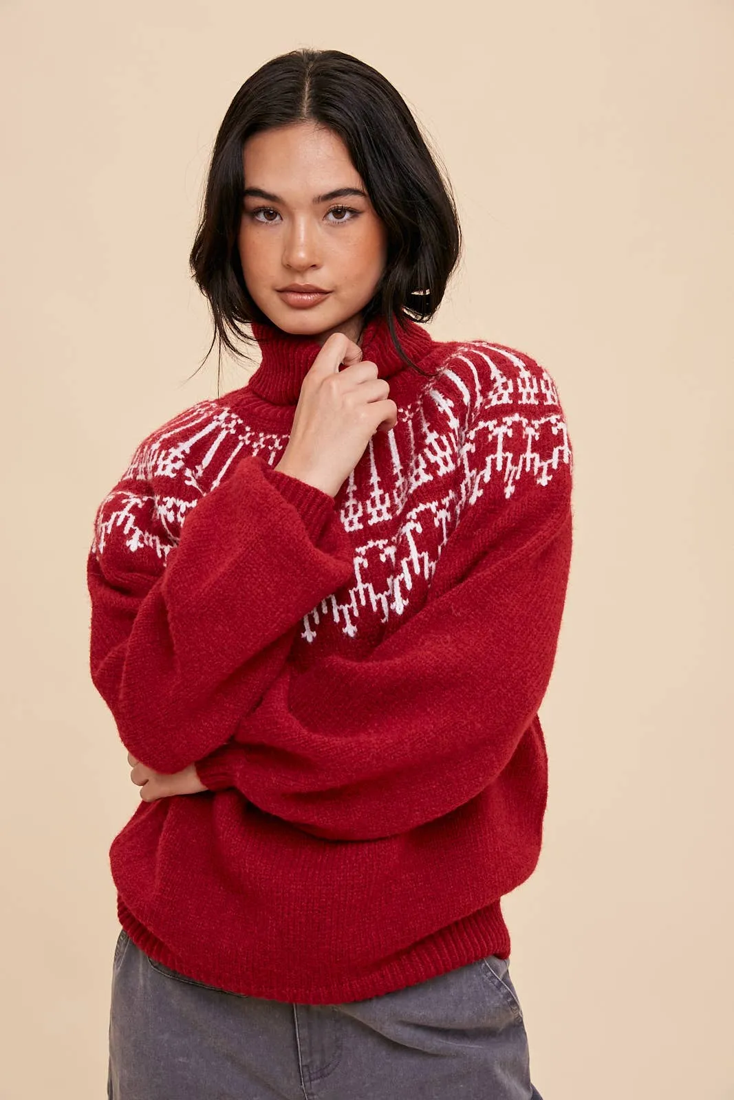 The Soft Pink Faire Isle Sweater