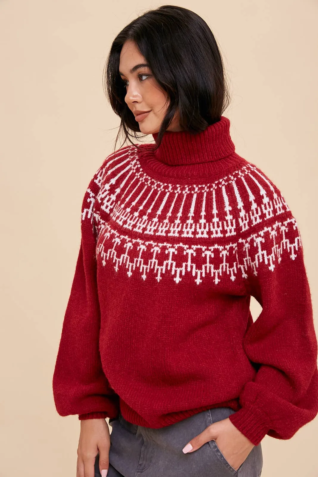 The Soft Pink Faire Isle Sweater