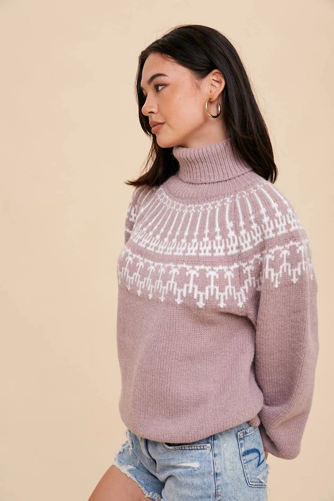The Soft Pink Faire Isle Sweater