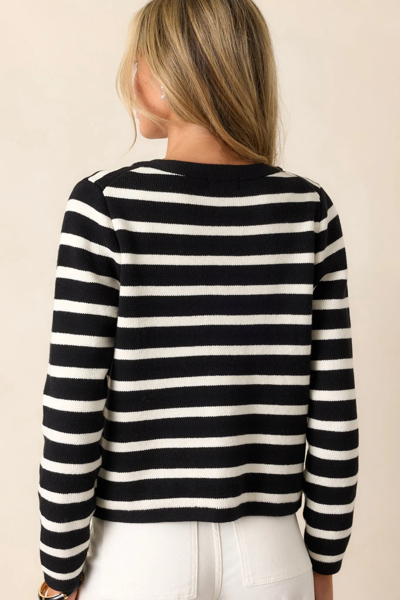 The Time Is Right 100% Cotton Ivory Stripe Cardigan