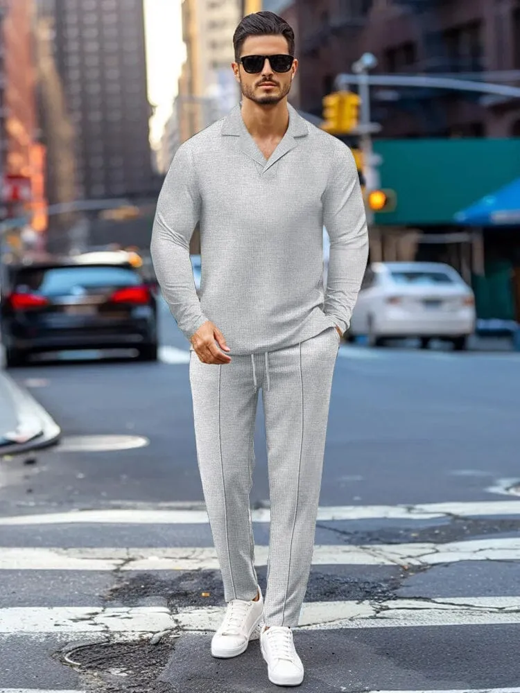 Versatile Waffle Tracksuit Set