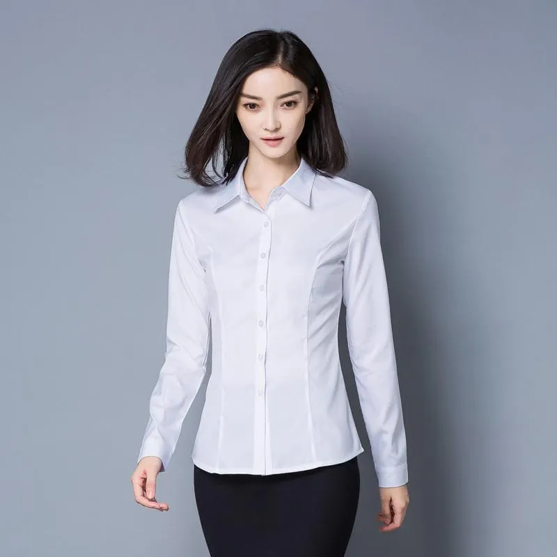 White Blouse Long Sleeved Korean Slim Look Light Blue Plus Size Blouse