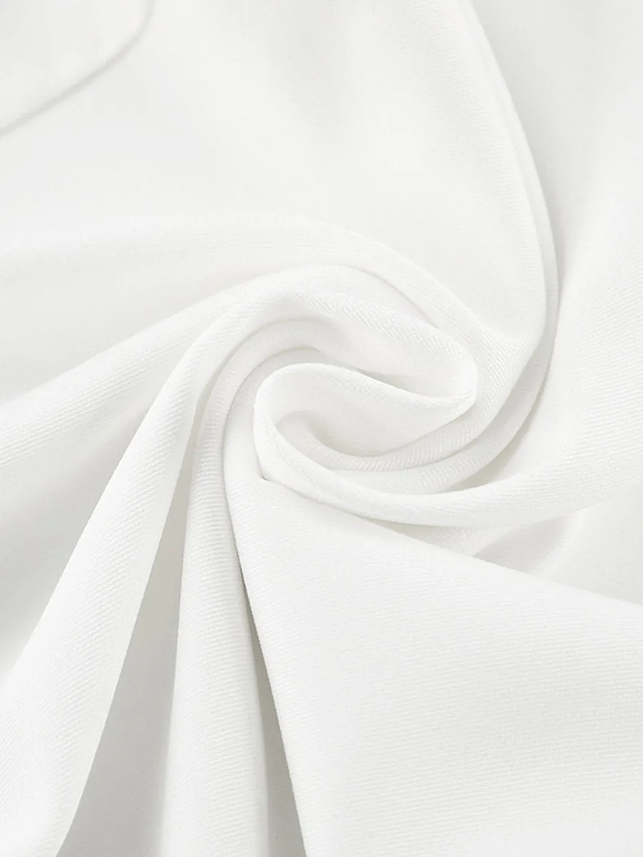 White Fashionable and Versatile Simple High Waist Trousers