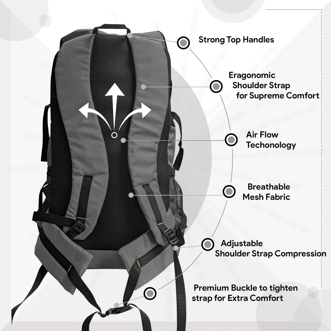 Wildcamp Travel Backpack - 55 Litre - GREY