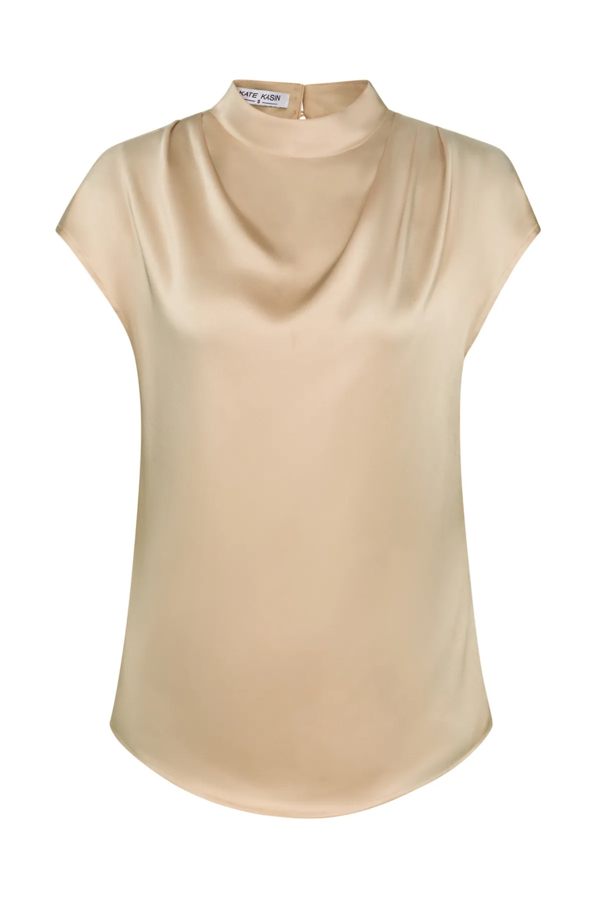 Women Straight Blouse Casual Cap Sleeve Half High Neck Pullover Tops