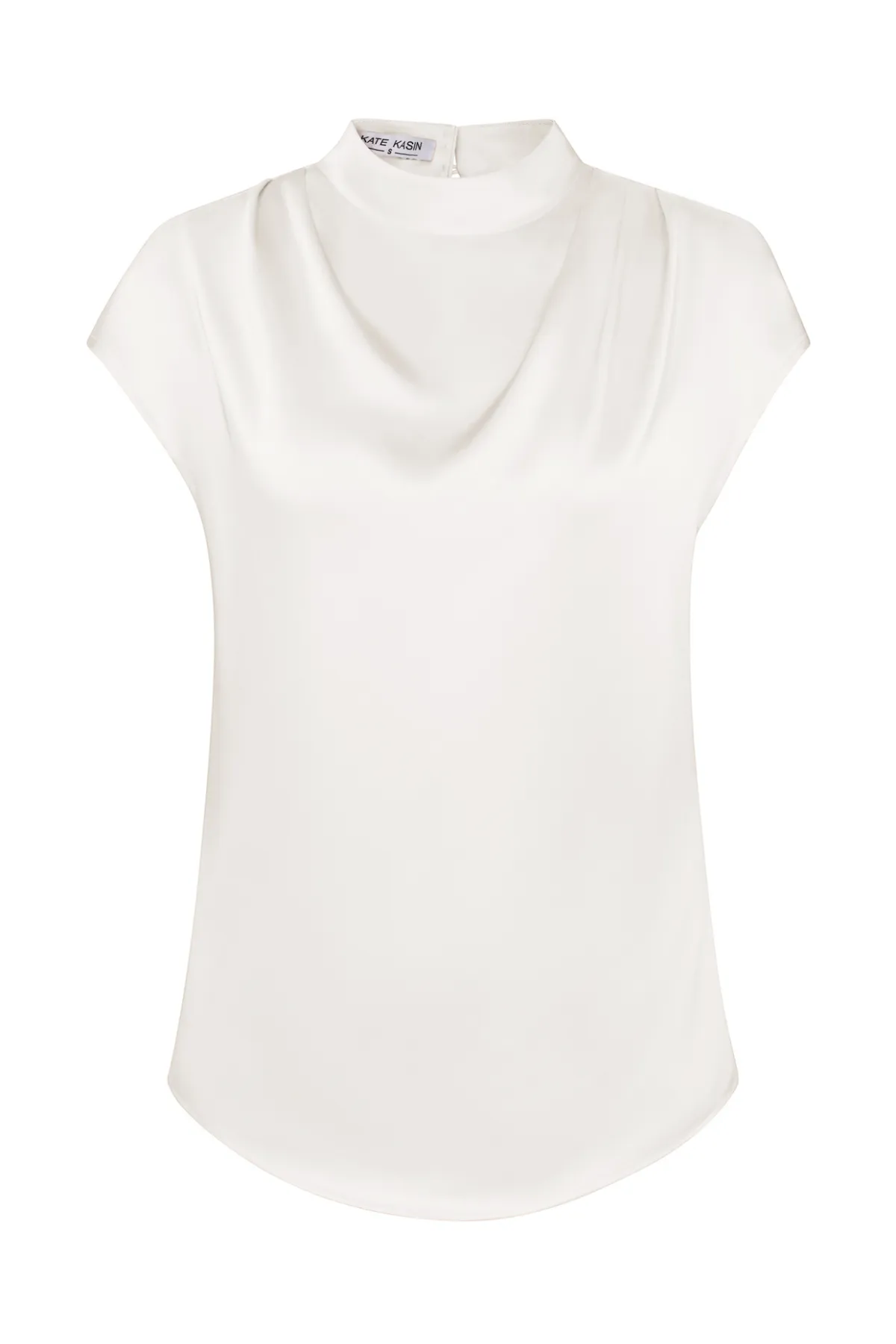 Women Straight Blouse Casual Cap Sleeve Half High Neck Pullover Tops