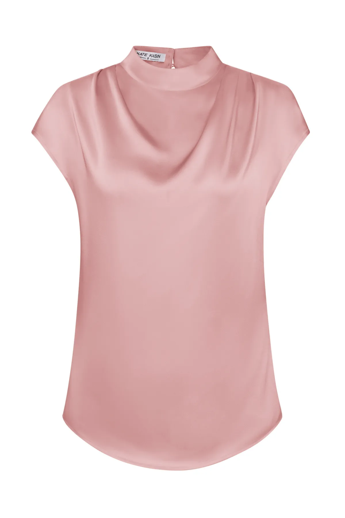 Women Straight Blouse Casual Cap Sleeve Half High Neck Pullover Tops