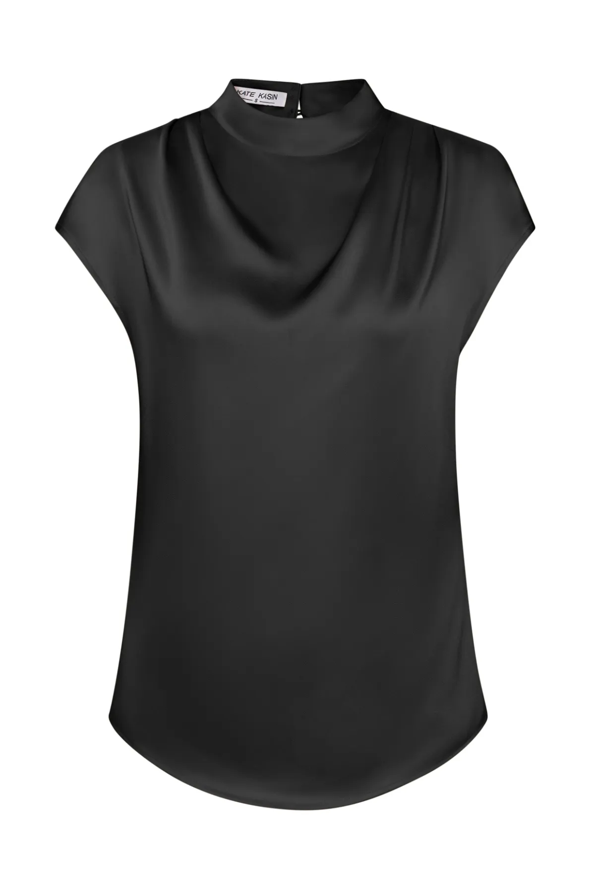 Women Straight Blouse Casual Cap Sleeve Half High Neck Pullover Tops