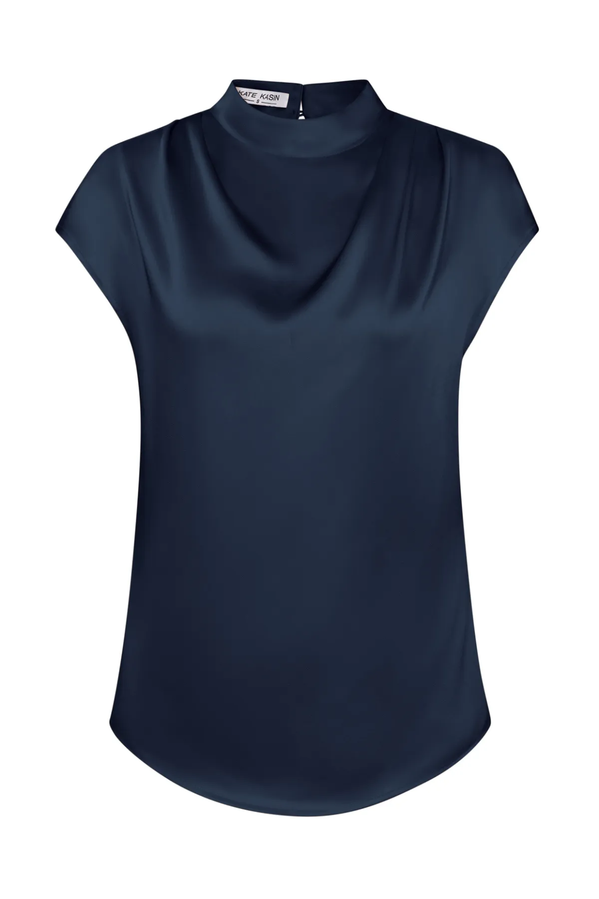 Women Straight Blouse Casual Cap Sleeve Half High Neck Pullover Tops