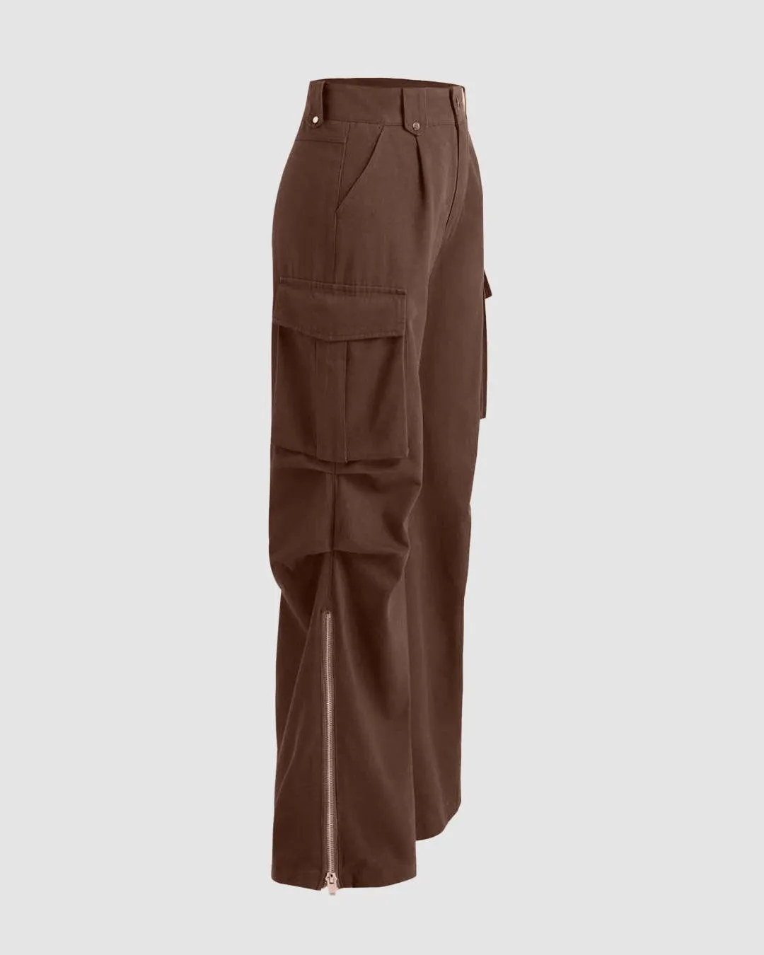 Y2K Baggy Fit Women Cargo In Brown