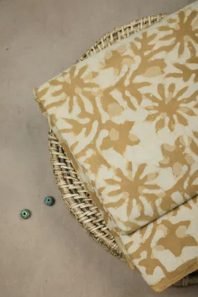 Yellow Garden Dabu Block Printed Cotton Fabric - 1.1m