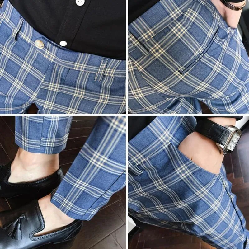 ZACK Men's Slim Fit Formal Plaid Pants