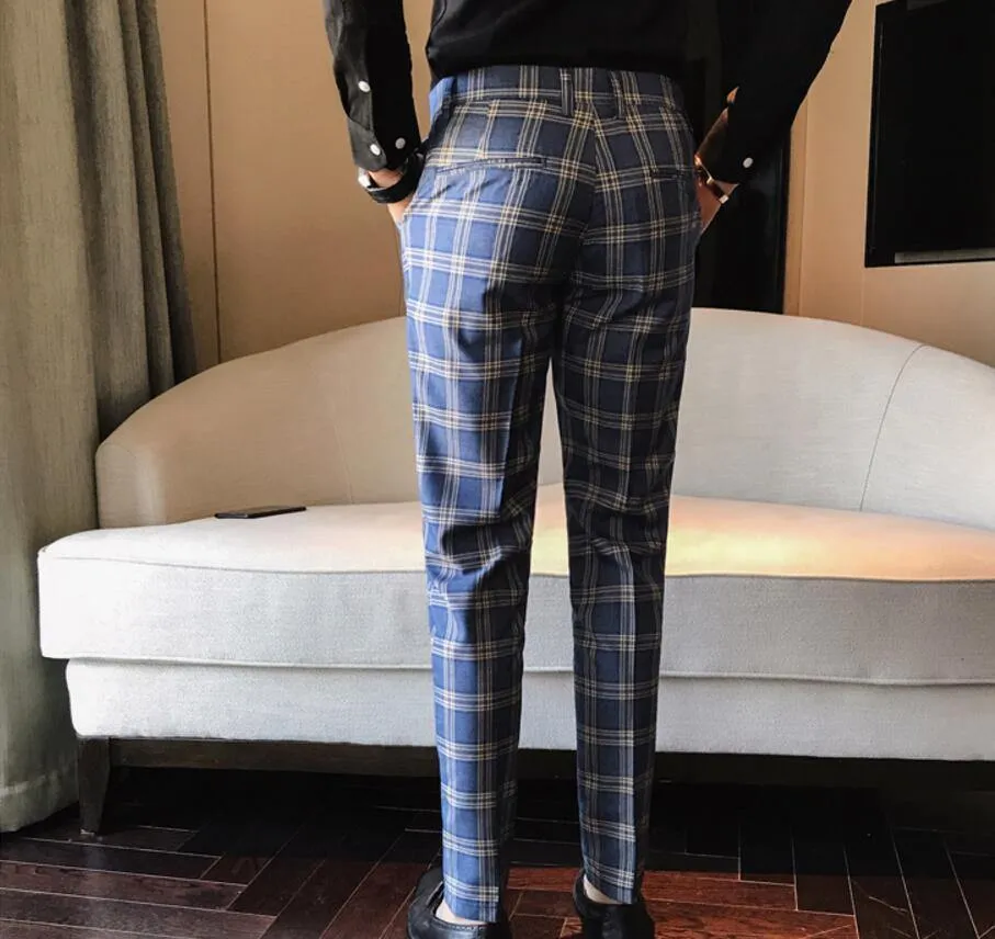 ZACK Men's Slim Fit Formal Plaid Pants