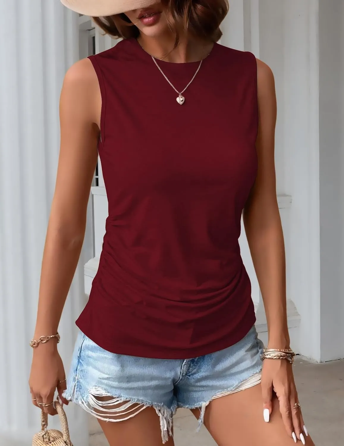 Zeagoo Ruched Tank Tops Dressy Casual Shirts