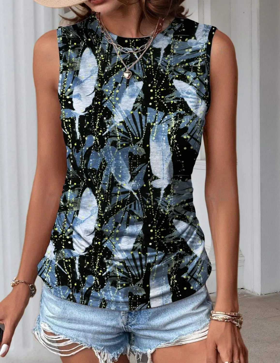 Zeagoo Ruched Tank Tops Dressy Casual Shirts