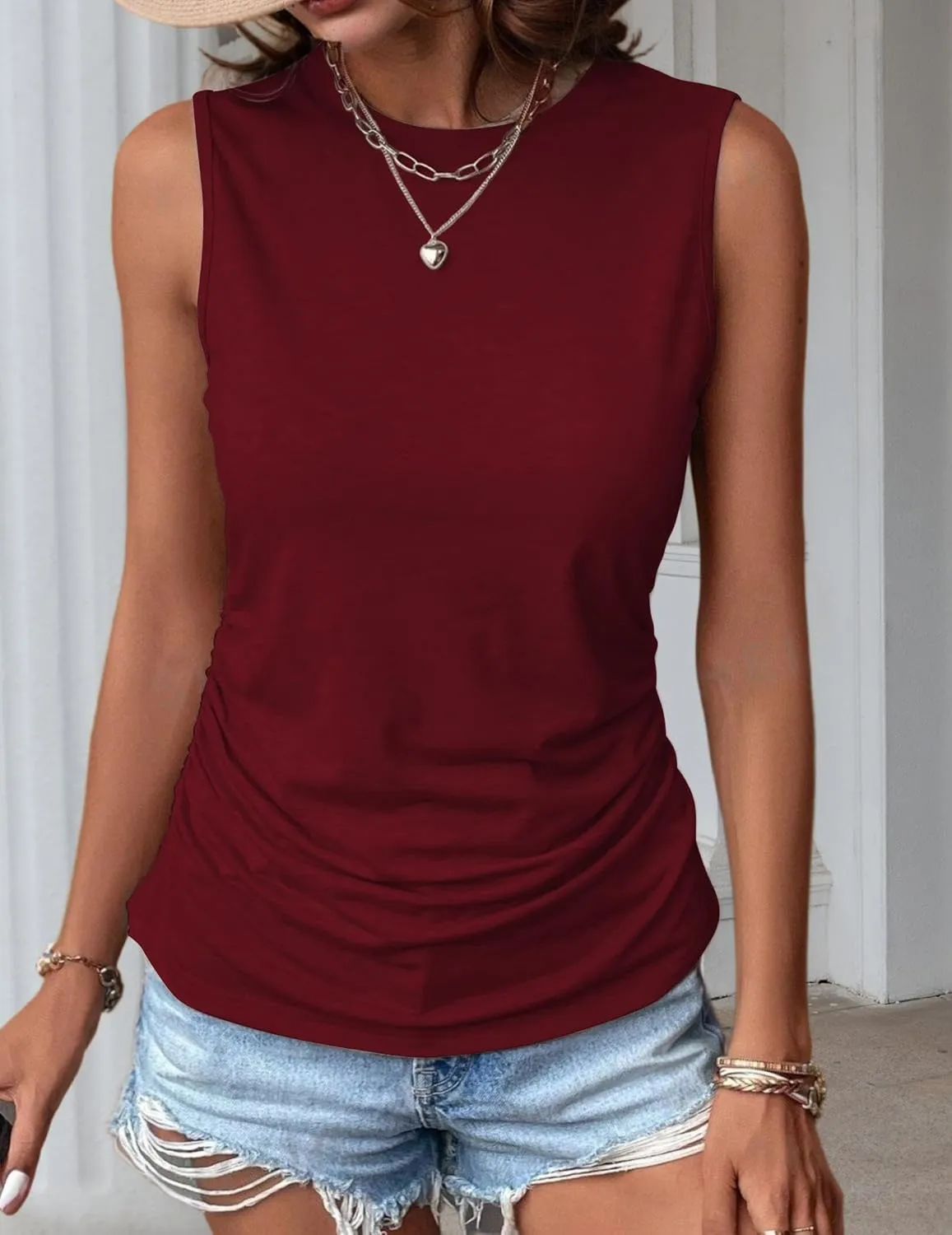 Zeagoo Ruched Tank Tops Dressy Casual Shirts