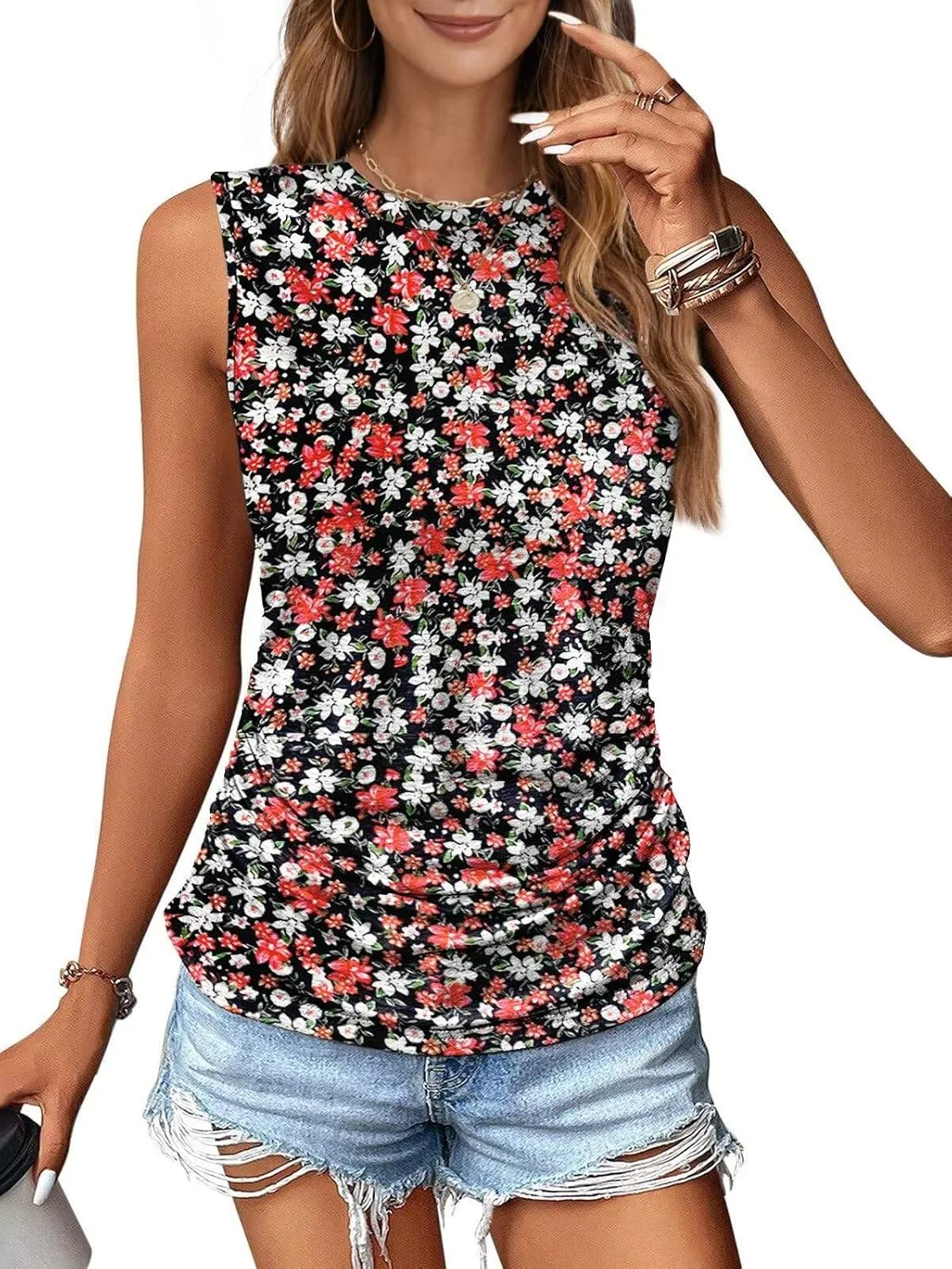 Zeagoo Ruched Tank Tops Dressy Casual Shirts