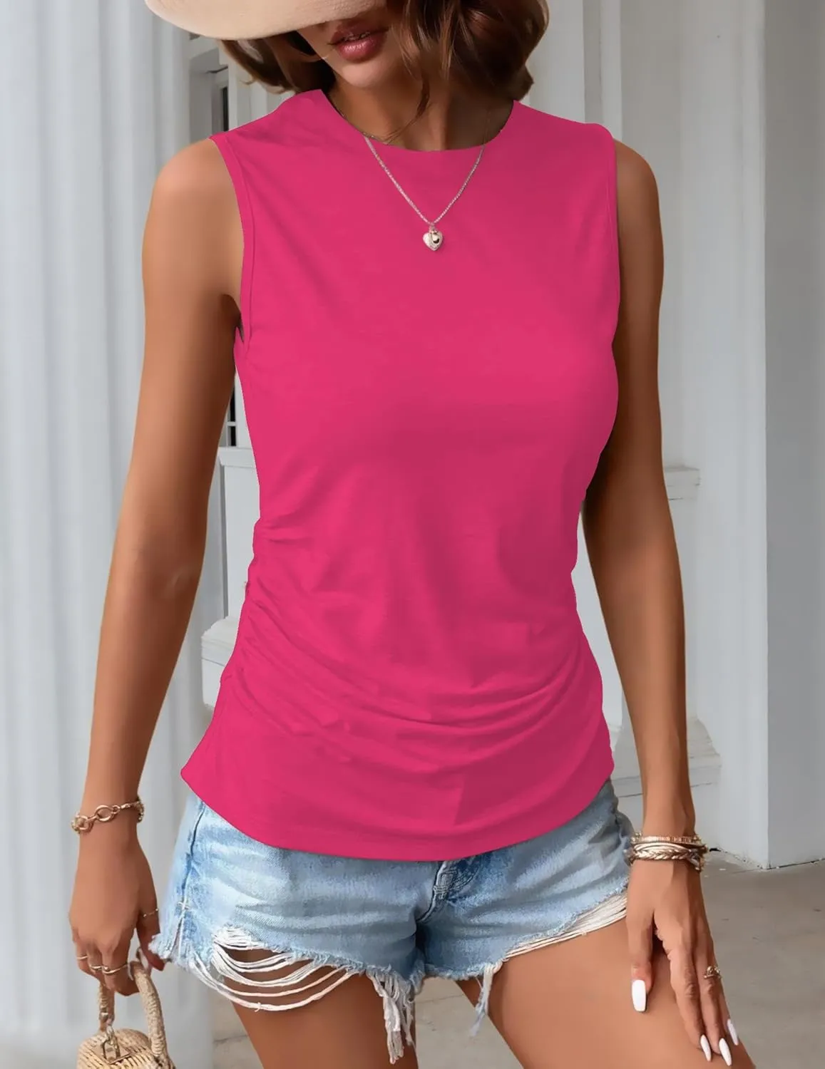 Zeagoo Ruched Tank Tops Dressy Casual Shirts