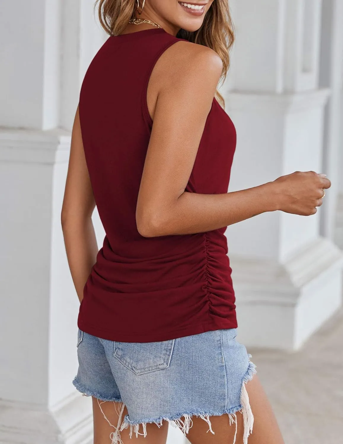 Zeagoo Ruched Tank Tops Dressy Casual Shirts