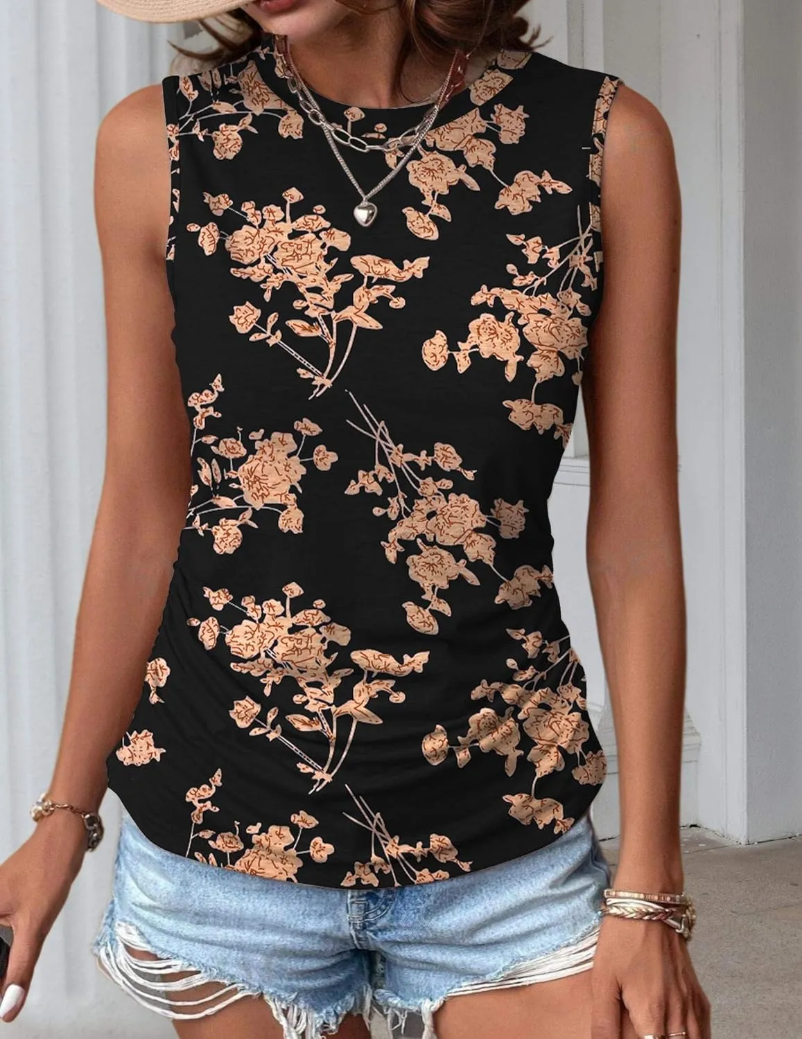 Zeagoo Ruched Tank Tops Dressy Casual Shirts