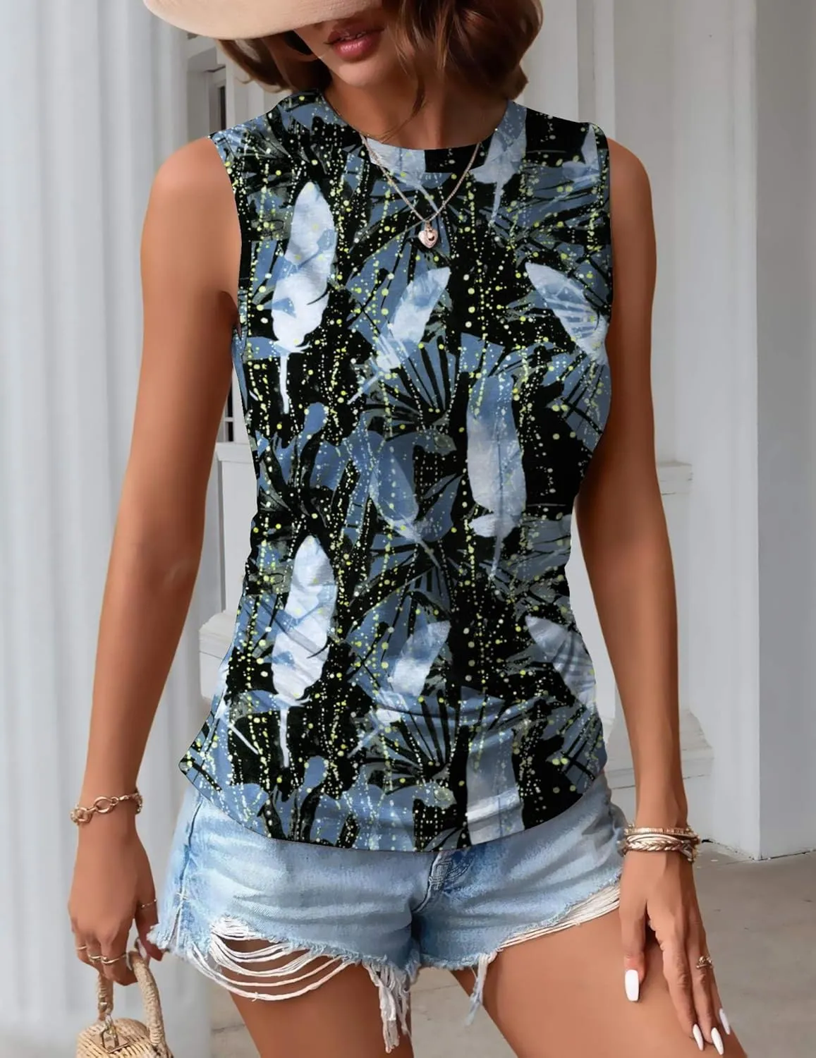 Zeagoo Ruched Tank Tops Dressy Casual Shirts