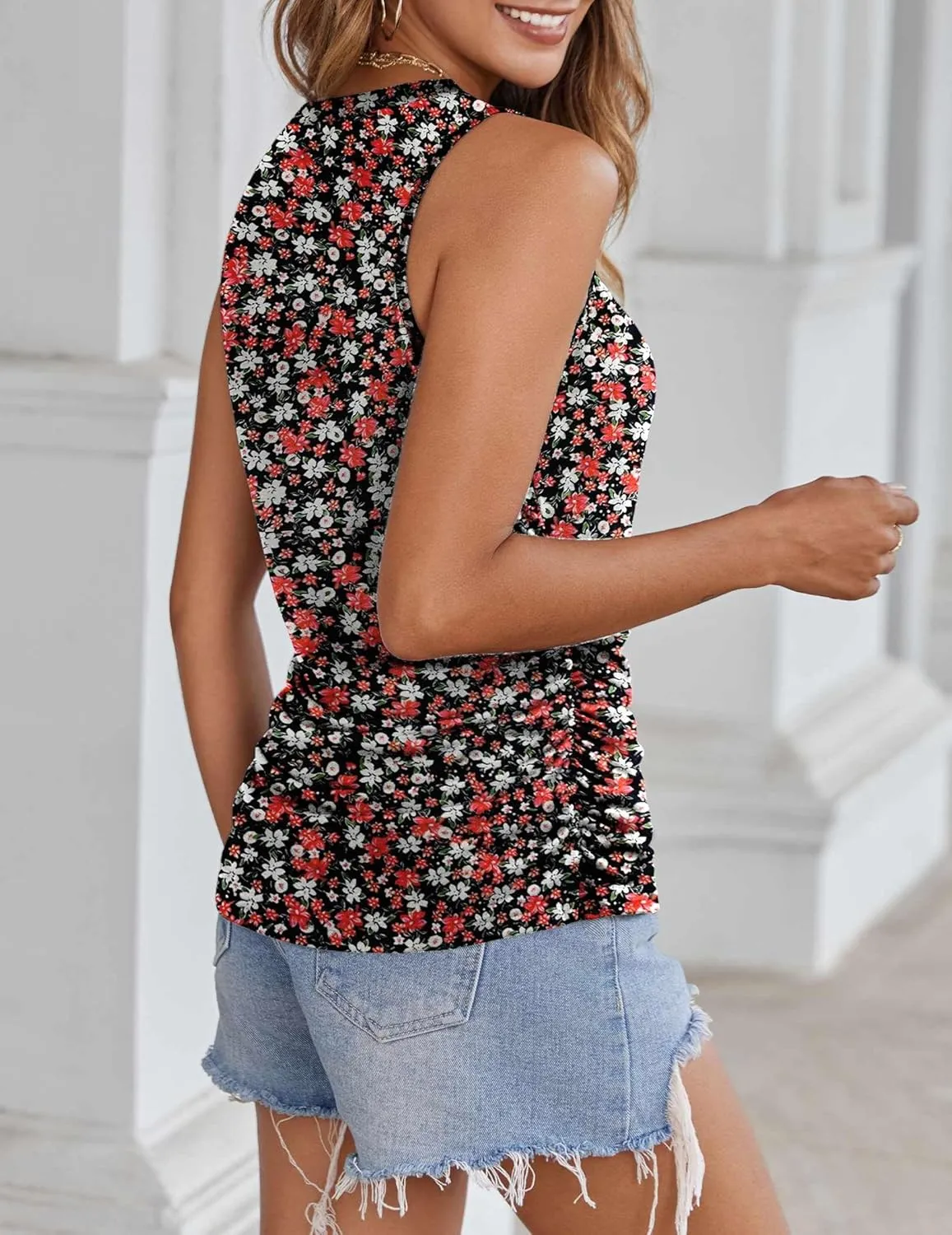 Zeagoo Ruched Tank Tops Dressy Casual Shirts