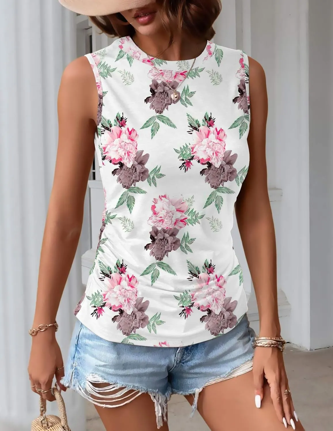 Zeagoo Ruched Tank Tops Dressy Casual Shirts